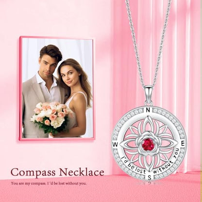 Compass Necklace Sterling Silver Nautical Graduation Gift | 925 Sterling Silver compass pendant with meaningful nautical design, jewelry for women, graduation and travel gift - color: Silver-19
