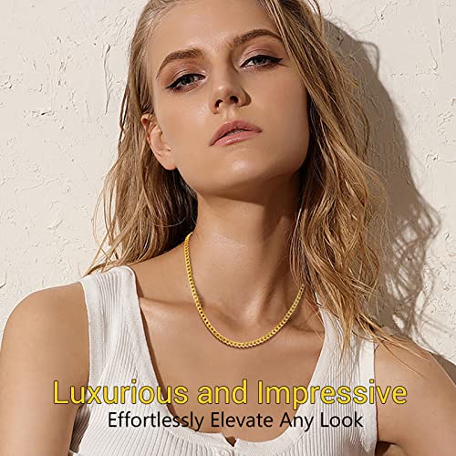 Men Cuban Chain Necklace for Men Stainless Steel 5mm Link Chain Women Dainty Necklace Gold/Silver/Black Plated Statement Jewelry 18/20/22/24/26/28/30 Inch - color: 5mm-Gold Cuban Chain, size: Length 18 Inch