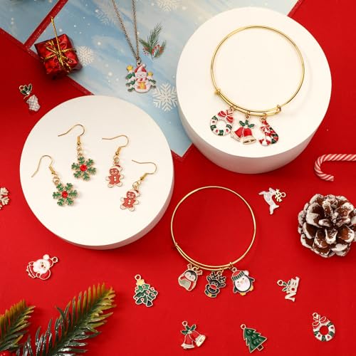 MARFOREVER 40Pcs/20 Pairs Christmas Charms, Christmas Gold Enamel Charms | Christmas Charms for Jewelry Making, Metal Alloy Xmas Charm Pendants for Bracelet Necklace Earrings Making Accessories DIY - style: Christmas