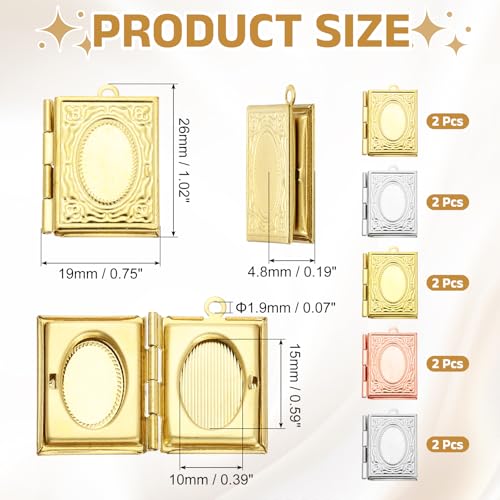 MECCANIXITY Custom Photo Locket Charm, Copper Retro Picture Locket Pendants for DIY Memorial KeyChains Necklace Bracelet Jewelry Making - color: Dark Copper/Silver/Gold/White K/Rose Gold, style: Book