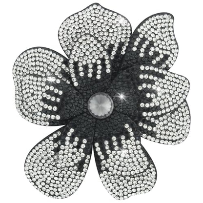 3.74 Inches Rhinestone Camellia Flower Brooch Pins & Hair Clips for Women Elegant Created Crystal Lapel Pin Brooches Wedding Party - color: Black & White