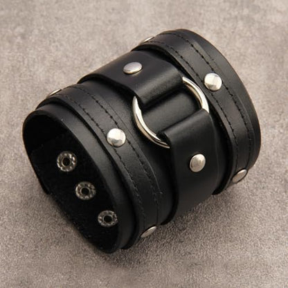 GelConnie Leather Cuff Bracelet for Men Women Wide Leather Wristband Thick Viking Mens Leather Bracelets Gothic Wrist Band Vintage Rock Wristband - style: Wide Leather Cuff