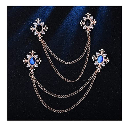 Collar Chain Pin for Men and Women - Hanging Tassel Brooch Lapel Pin for Business Suits - Bar Pin With Long Chain - Gifts - color: D: black