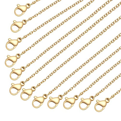 Stainless Steel Chain for Jewelry Making: LUCKYPADS Necklace Chains Bulk 1.5 mm Gold Plated Thin Chains 20 Pack Gold Cable Chains for Necklace Making (17 Inches) - color: 20 Pack Gold