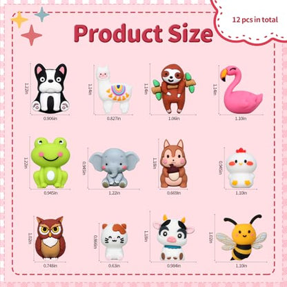 12pcs 3D Animals Silicone Focal Beads for Pens | Focal Beads for Keychain Making,Pens,Bracelet,Necklace Crafts,Bulk Silicone Beads for DIY（3D animals） - color: 3D animals