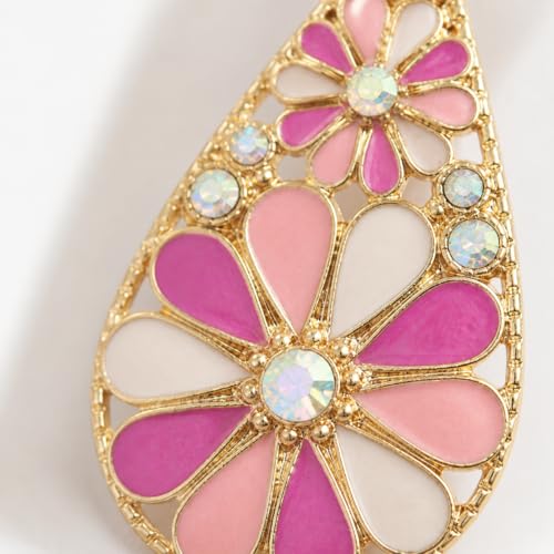 Colorful Green Teardrop Earrings for Women - Bohemian Style Enamel Dangle Earrings Lightweight Fashion Jewelry for Daily/Wedding/Party - color: Pink