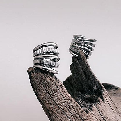 Casvort 2 PCS Hypoallergenic 316 Stainless Steel 00G/3/4'' Stacked Ring Cuffs for Stretched Lobe Ear Gauges Plugs Ear Tunnels Stretcher Earring Studs Clip on Cartilage Body Piercing Jewelry - color: Silver Shine 10mm (00g)