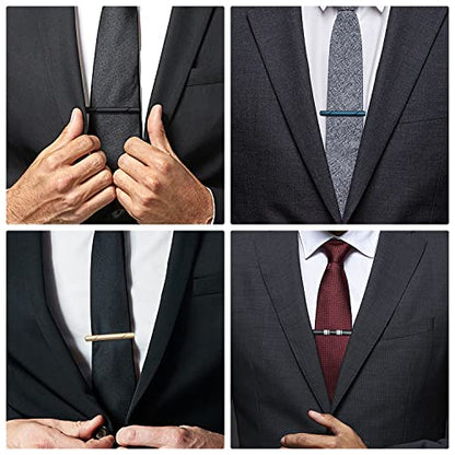 wynameleri Tie Pins for Men Silver Black 3 Pcs 10 PCS Short Tie Clip Set 2.3, 2.4 Inch Business Shirt Necktie Pinch for Men - color: T0310006