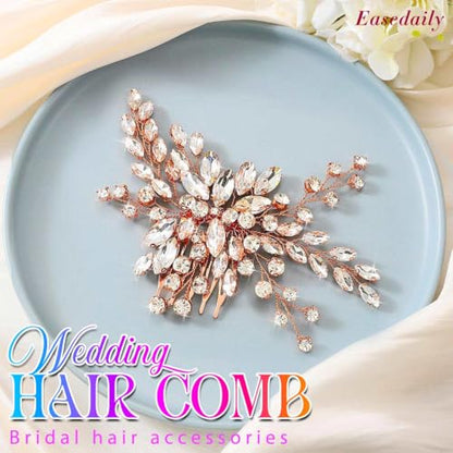 Bride Wedding Hair Comb Silver Crystal Hair Pieces Rhinestone Headpieces Bridal Hair Side Combs Hair Accessories for Women (C-Rose gold) - color: C-Rose gold