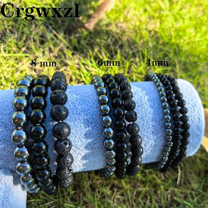 4mm 6mm 8mm Healing Crystal Bracelets for Women Men Natural Stone Beaded Stretch Bracelet Handmade Gemstone Reiki Spiritual Jewelry Gifts - color: Tourmaline+Lava+Hematite-Empath Protection, size: 6mm