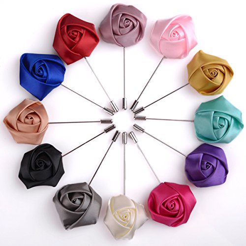 Gentleman's Essentials Premium Handmade Flower Lapel Pin Boutonniere - color: Blush Pink [Rose Bud]