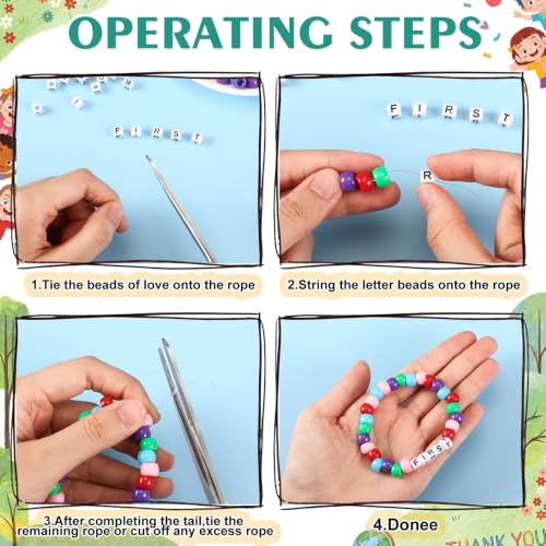 Tondiamo 24 Sets First Grade Back to School Gifts Friendship Bracelet Making Kit for Students Include Our Class is a Family Greeting Cards Beads Strings Bags DIY Kit for First Day of School Classroom - style: 1st Grade