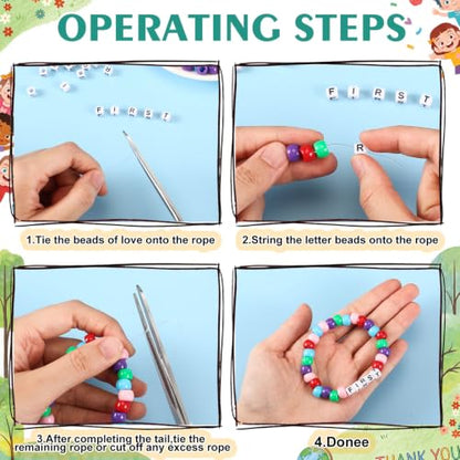 Tondiamo 24 Sets First Grade Back to School Gifts Friendship Bracelet Making Kit for Students Include Our Class is a Family Greeting Cards Beads Strings Bags DIY Kit for First Day of School Classroom - style: 1st Grade