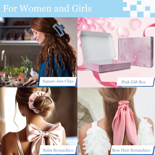Curly Hair Brush,Curl Defining Brush,Slick Back Hair Brush,Rat Tail Comb,Edge Bristle Brush,Clip Claw,Bow,Satin Scrunchies,No Damage Hair Ties,Scarf Hair Ties,Gifts For Women,Best Gift Set(Purple) - color: Exquisite gift box（Purple)