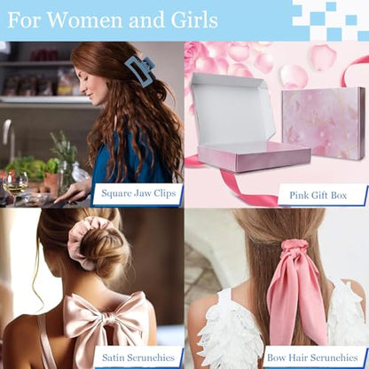Curly Hair Brush,Curl Defining Brush,Slick Back Hair Brush,Rat Tail Comb,Edge Bristle Brush,Clip Claw,Bow,Satin Scrunchies,No Damage Hair Ties,Scarf Hair Ties,Gifts For Women,Best Gift Set(Purple) - color: Exquisite gift box（Purple)