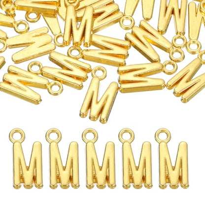 uxcell Letter Charm, Alloy Letter Initial Alphabet Charm for DIY Craft Jewelry Making Bracelets Earrings Necklace - color: Gold - M