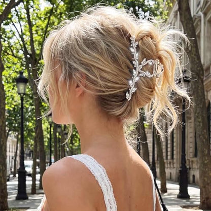 CAKURE Silver Hair Clips Rhinestone Claw Clip Large Fancy Hair Clip Claw Bride Wedding Hair Accessories for Women (Pack of 2) (c-silver) - color: c-silver