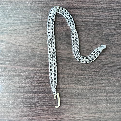 Stainless Steel Initial A-Z Necklace for Men Women,Cuban Chain,Titanium Steel Initial Letter Pendant Charm Necklaces Accessories Jewelry for Woman Man,21 Inch Chain - color: J