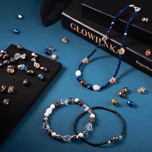 Elecrelive 40Pcs Skull Glass Beads Halloween Skeleton Head Beads Mixed Color for Necklace Gothic Bracelets Earrings Jewelry Making - color: Mix Colors
