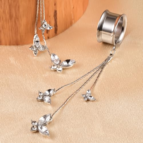 DOEARKO 2PCS New Butterfly-Pendant Hypoallergenic Stainless Steel Dangle Ear Plugs Tunnels Ear Gauges Stretcher Pair Selling 2g 0g Piercing Body Jewelry - color: #313 Silver, size: 10mm