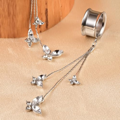 DOEARKO 2PCS New Butterfly-Pendant Hypoallergenic Stainless Steel Dangle Ear Plugs Tunnels Ear Gauges Stretcher Pair Selling 2g 0g Piercing Body Jewelry - color: #313 Silver, size: 10mm