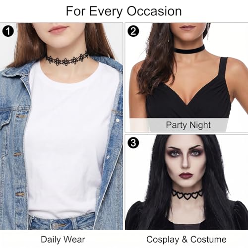 Gothic Choker Necklace for Women Black Choker Necklace Lace Chokers 90s Outfits for Women