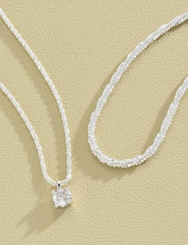 YEEZII Layered Gold Necklaces for Women Trendy, 3 Pcs 14K Gold Plated Choker Paperclip Box Chain Necklace, Stackable Women's Gold Pendant Necklaces Jewelry Set - color: Silver-A