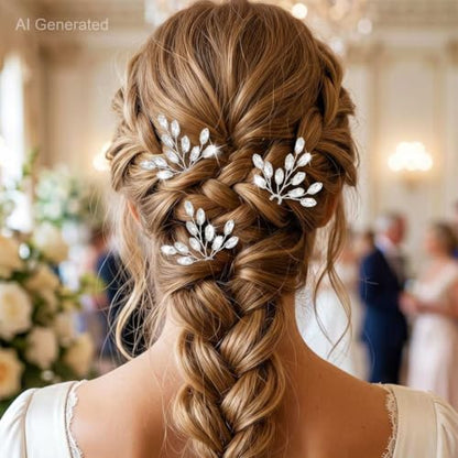 Heread Crystal Bride Wedding Hair Pins Rhinstones Bridal Hair Accessories Head Piece for Women and Girls (Pack of 3) - color: A Silver