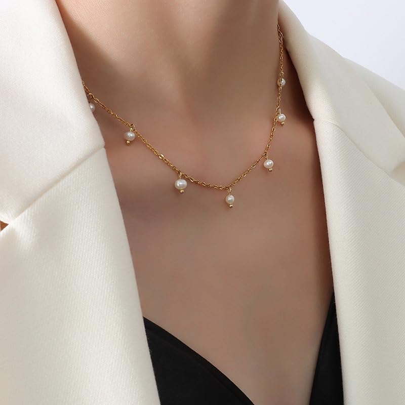 Unisex Celestial Gold Pendant Necklaces, Sun/Moon/Star/Angle Celestial Elements Unisex Choker Gold Lover Chains for Men and Women Jewelry - color: Pearl Strand #2