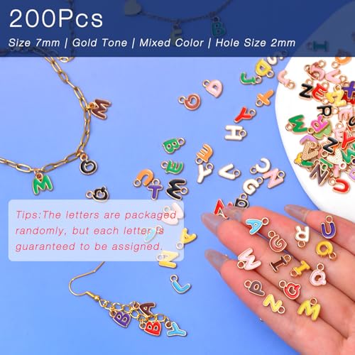 stino 200Pcs A-Z Metal Letter Charms for Jewelry Making, Capital Alphabet Initial Charms - color: 200Pcs Random Gold Cursive