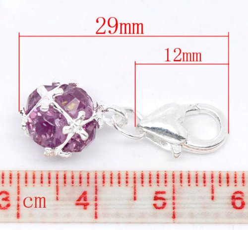 Sexy Sparkles Birthstone Dangle Charm Pendant for European Clip on Charm Jewelry with Lobster Clasp - color: Amethyst - February
