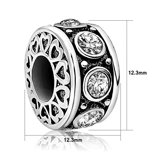 Birthstone Birthday Compatible With Pandora Charms Bracelet | Heart, Birthstone, Birthday Cake, Womens Bead Charms for Bracelets, Christmas Jewelry - style: April Birthstone