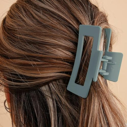 Auseibeely 6 Pack Square Claw Clips for Women Girls,Rectangle Hair Clip 3.35" Medium Non-slip Claw Clips, Strong Hold Matte Jaw Claws for Thin/Medium Hair Banana Jaw Clips Accessories Gift - color: Light