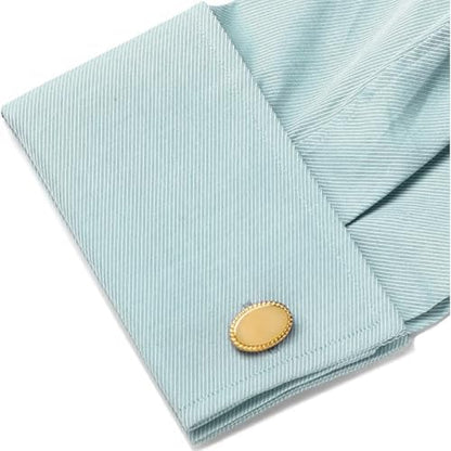 LeCalla 925 Sterling Silver Men's Cufflink | Silver Cufflinks For Men Jewelry | 14K Gold-Plated Cufflinks Business Wedding Shirt Accessories Gift for Son, Father, Husband - style: 14K Oval Shaped