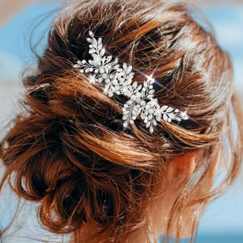 Evild Wedding Hair Clips Silver Rhinestone Bridal Headpiece Prom Hair Accessories for Women - color: Silver
