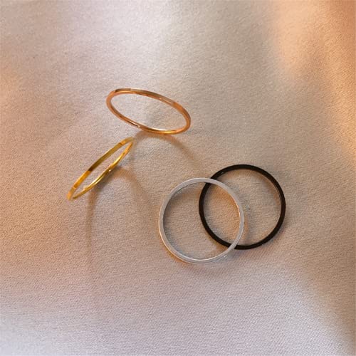 Women's Stainless Steel 1MM Thin Plain Midi Stacking Ring Band Comfort Fit, Size 3 to 10 - color: 1mm Flat - Black