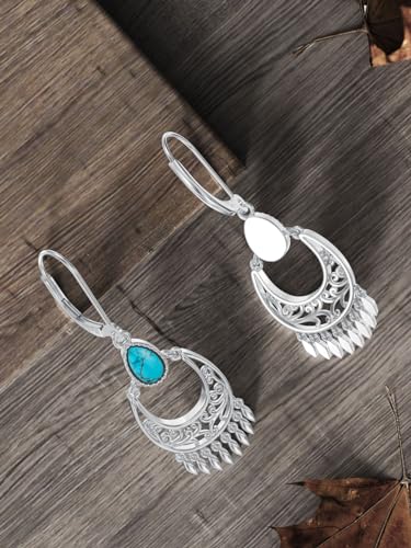 Dorunmo s925 Sterling Silver Western Dangle Drop Earrings Birthday Jewelry Gifts for Women - style: Turquoise
