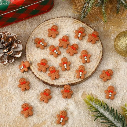 64Pcs Christmas Gingerbread Man Resin Charms for Jewelry Making | Premium Resin, Xmas Mini Gingerbread Figurines Ornament Pendant, DIY Bracelet Necklace Earrings Jewelry Making Decorations - style: Gingerbread Man Style