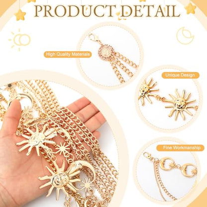3Pcs Layered Waist Chains for Women Boho Festival Costume | Sunflower Butterfly Belts, Adjustable Fashion Accessories, Western Style, Party Hip Chain Belt - style: Boho Gold Sunflower