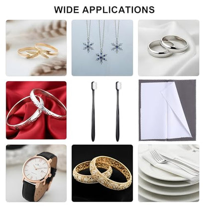 Jewelry Cleaning Cloth Silver Polishing Cloth Jewelry Silver Cleaning Kit with Ultra-Soft Brushes Polish Cloths Polishing for Clean Gold Diamonds Platinum Gemstones Coins Silverware 4pcs