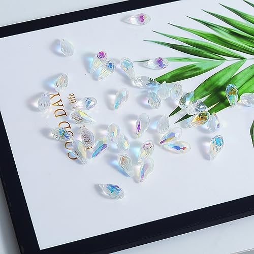 LONGWIN 36pcs AB Teardrop Crystal Beads 10x20mm Waterdrop Faceted Glass Beads for Jewelry Making, DIY Project, Earring, Necklaces, Bracelets - size: 36pcs 10x20mm