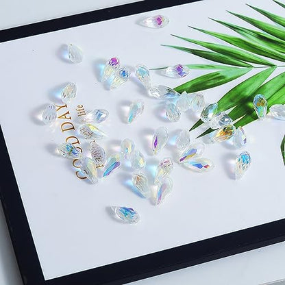 LONGWIN 36pcs AB Teardrop Crystal Beads 10x20mm Waterdrop Faceted Glass Beads for Jewelry Making, DIY Project, Earring, Necklaces, Bracelets - size: 36pcs 10x20mm