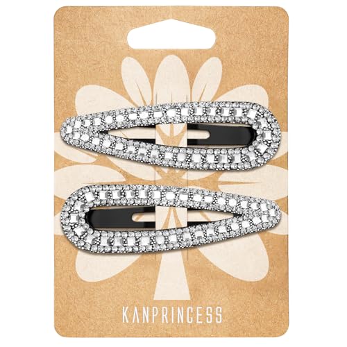 KANPRINCESS 2PCS Rhinestone Hair Clips,Snap Hair Accessories,Decorative Hair Clips,Rhinestone Barrettes For Women Girls(SET14)