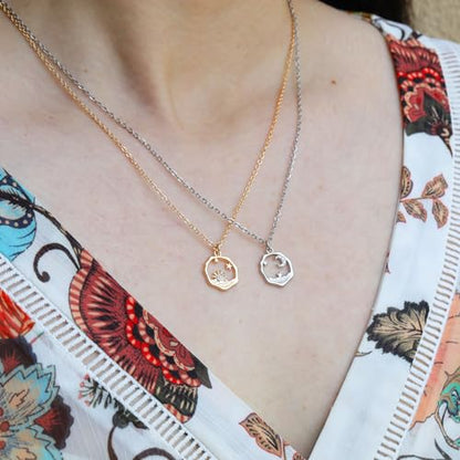Silver Necklaces for Women Teens, Best Friend Necklace Sister Daughter Gift | Horseshoe Butterfly Swan Wave Evil Eye Necklace Graduation Chritmas Birthday Gifts for Women, Stainless Steel - style: Moon Star