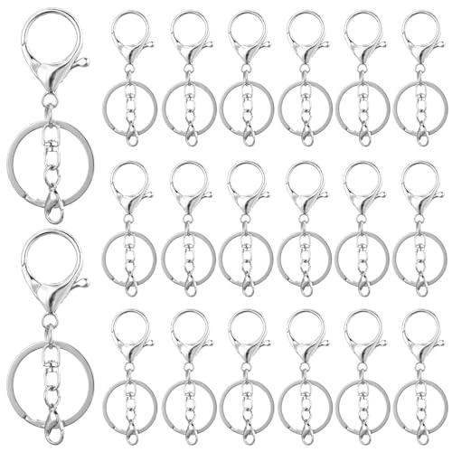 Yolev 20Pcs Lobster Claw Clasp Swivel Hook Keychain Jewelry DIY Kit,Silver - color: Silver