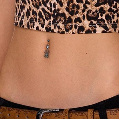 14G Black Spider Dangle Belly Button Ring for Women Rhinestone Crystal with Gothic Dangling Spider Belly Navel Rings Halloween Body Piercing Jewelry - color: White