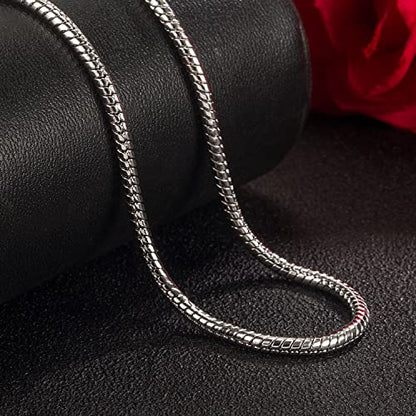 H&Beautimer Classic Unisex 925 Sterling Silver Necklace 3-4MM Round Snake Chain Necklace for Men Women - Party Fine Jewelry - Original Silver Link Necklace 16-17-18-19-20-22-24-26-28-30'' - size: 24 Inches, style: 3MM Width
