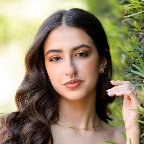 ONESING 20-30 Pcs Septum Rings 16G Septum Jewelry - Surgical Steel Piercings Horseshoe Helix Daith Smiley Tragus Lip Rings Nose Hoop Hinged Seamless Piercing Jewelry for Women Men - color: Gold-16G-8mm/10mm/12mm