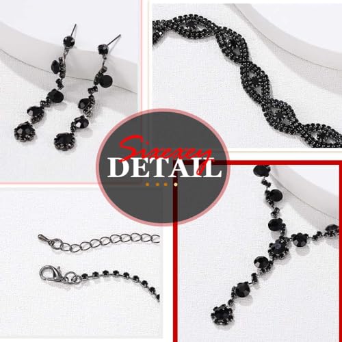 Sixexey Rhinestone Earrings Sparkly Bracelet Earring Party Prom Earrings Jewelry for Women - color: Black