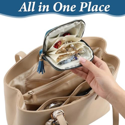 Travel Jewelry Case Organizer Portable Jewelry Pouch Small 5-Layer Velvet Zipper Pouch Bag for Crystal Bracelets Bangles Necklace Ring, Prevent Tangle Scratch